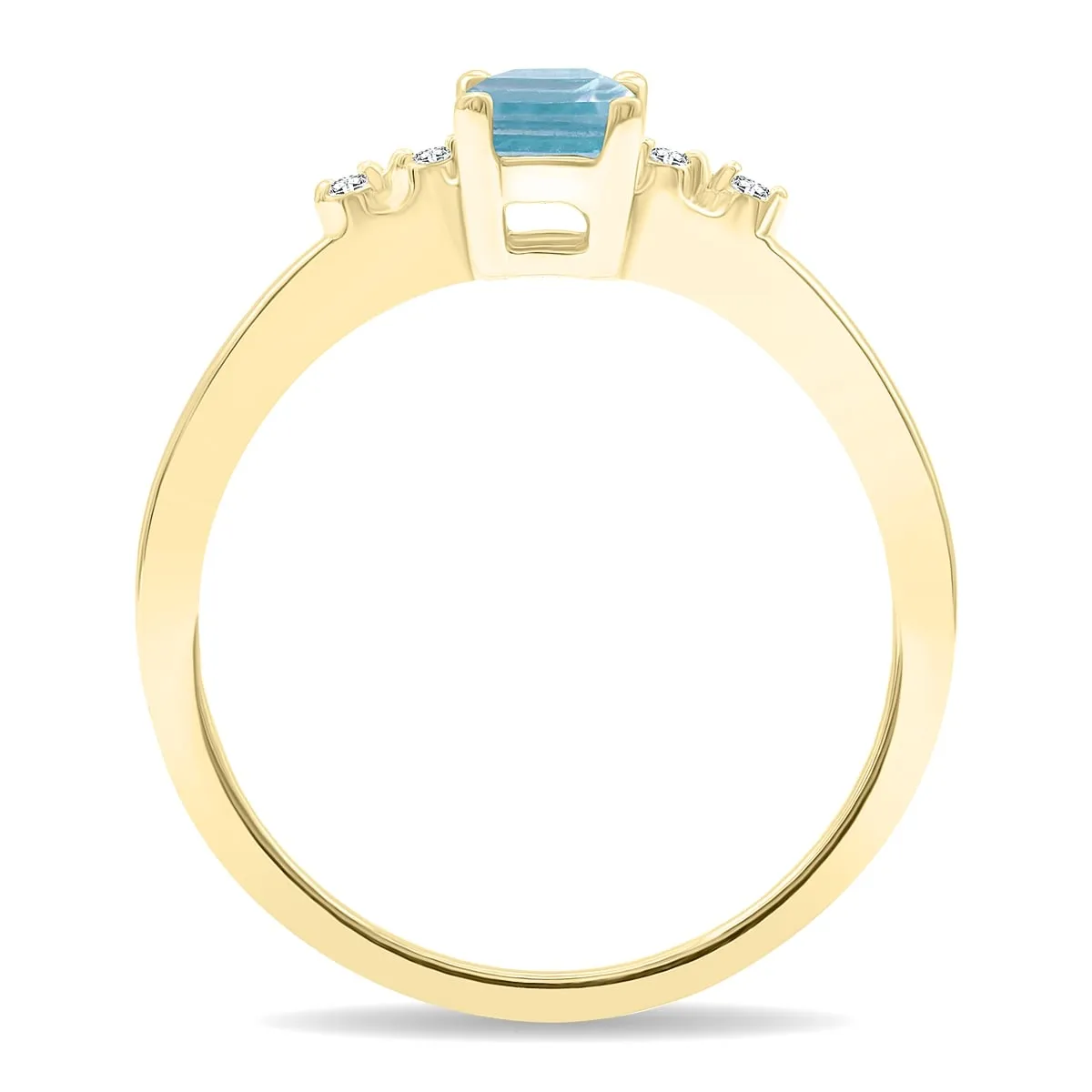 Women's Emerald Cut Aquamarine and Diamond Sparkle Ring in 10K Yellow Gold sold by Zulily product image thumbnail 3