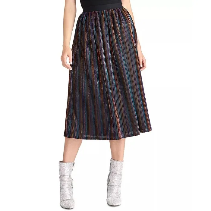 Rachel Roy Junior's Metallic Striped Midi Skirt Black Size XX-Large sold by Zulily