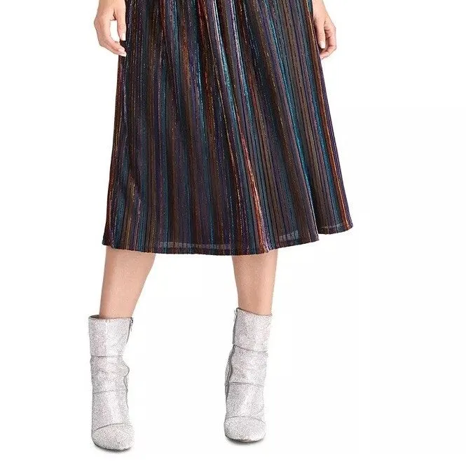 Rachel Roy Junior's Metallic Striped Midi Skirt Black Size XX-Large sold by Zulily product image thumbnail 3