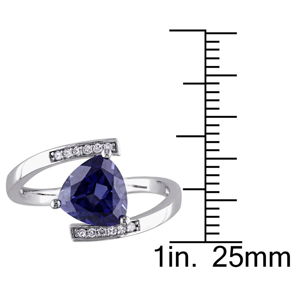 Miadora Sterling Silver Created Blue Sapphire and Diamond Accent Bypass Ring sold by Zulily product image thumbnail 3