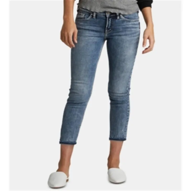Silver Jeans Co. Women's Denim Pants and Jeans Elyse Crop Skinny Jeans Blue Size 33X25 sold by Zulily