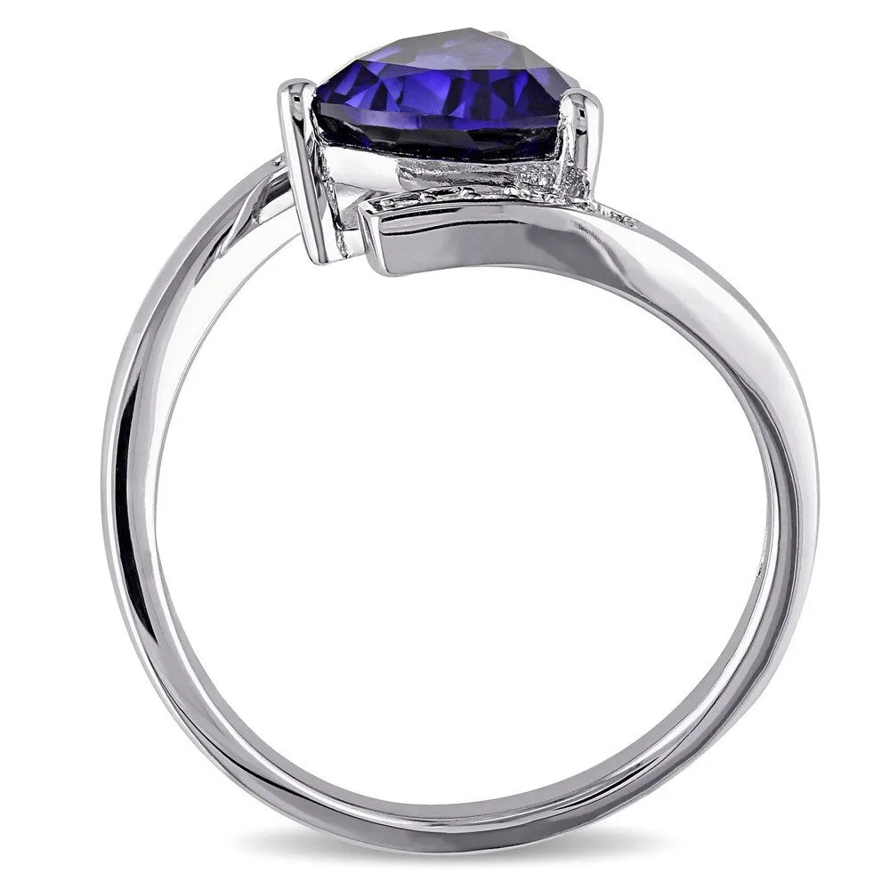 Miadora Sterling Silver Created Blue Sapphire and Diamond Accent Bypass Ring sold by Zulily product image thumbnail 5