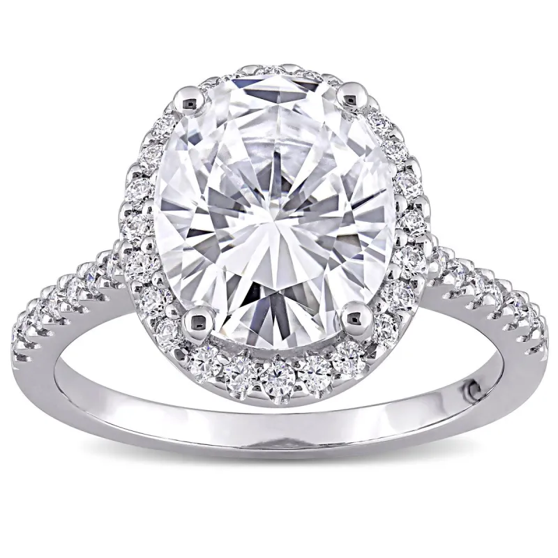 Miadora 4 3/8ct DEW Oval-Cut Moissanite Halo Engagement Ring in 10k White Gold sold by Zulily