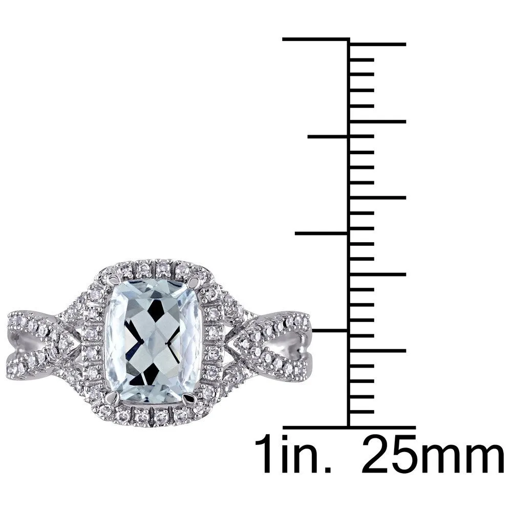 Miadora Signature Collection 10k White Gold Aquamarine and 1/6ct TDW Diamond Split Shank Ring - Blue sold by Zulily product image thumbnail 3