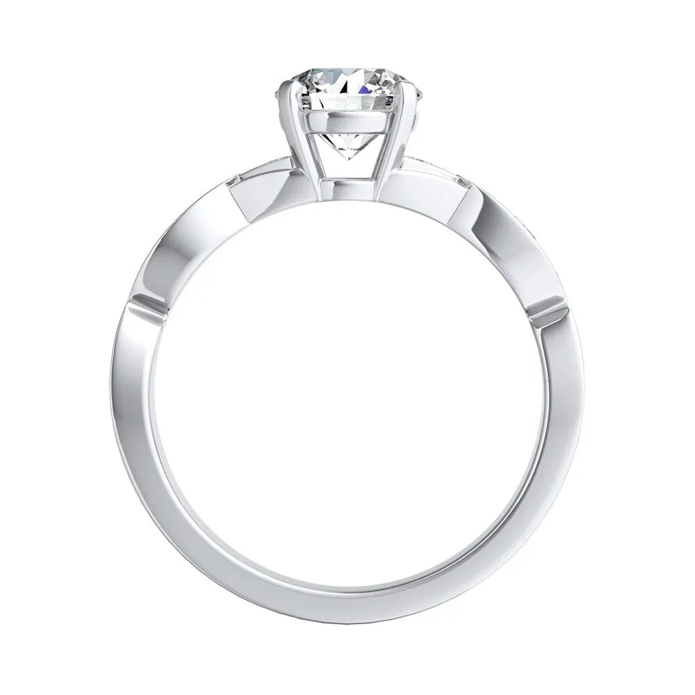 Auriya 14k Gold 4ct Round Moissanite and 1/3ct TDW Wave Style Diamond Engagement Ring sold by Zulily product image thumbnail 4
