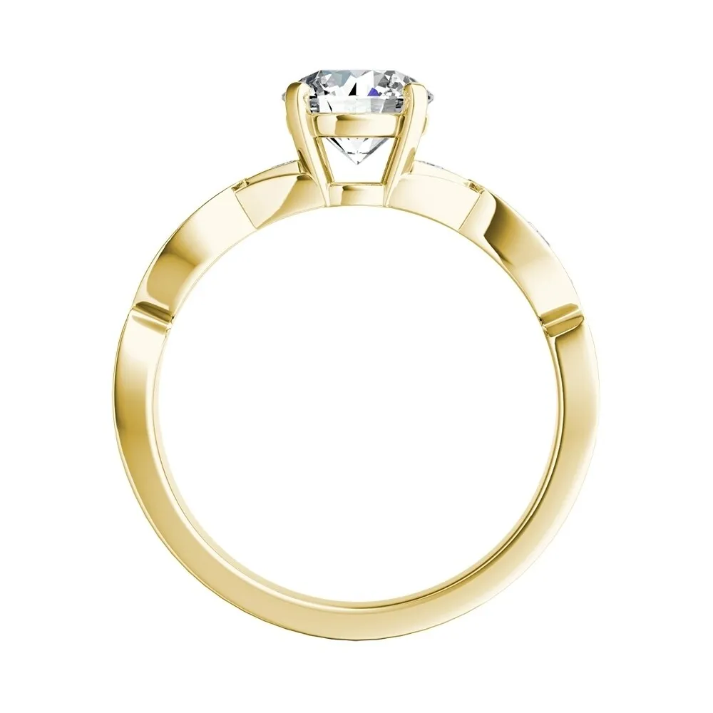 Auriya 14k Gold 4ct Round Moissanite and 1/3ct TDW Wave Style Diamond Engagement Ring sold by Zulily product image thumbnail 5