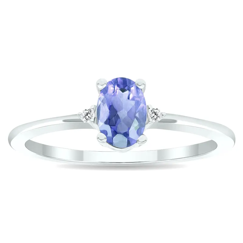 Women's Tanzanite and Diamond Classic Band in 10K White Gold sold by Zulily