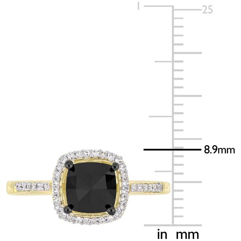 Miadora 14k Yellow Gold with Black Rhodium 1ct TDW Black and White Diamond Halo Engagement Ring sold by Zulily product image thumbnail 4