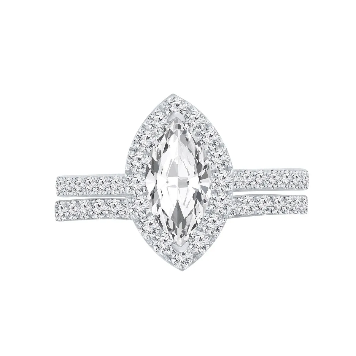 Auriya 1 1/2ctw Marquise Halo Diamond Engagement Ring Set 14k Gold sold by Zulily product image thumbnail 4