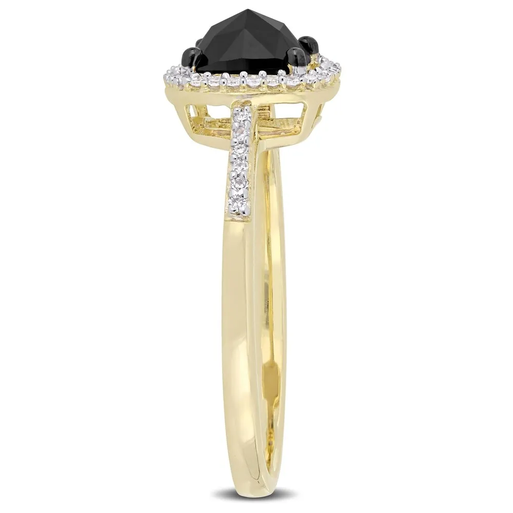 Miadora 14k Yellow Gold with Black Rhodium 1ct TDW Black and White Diamond Halo Engagement Ring sold by Zulily product image thumbnail 3