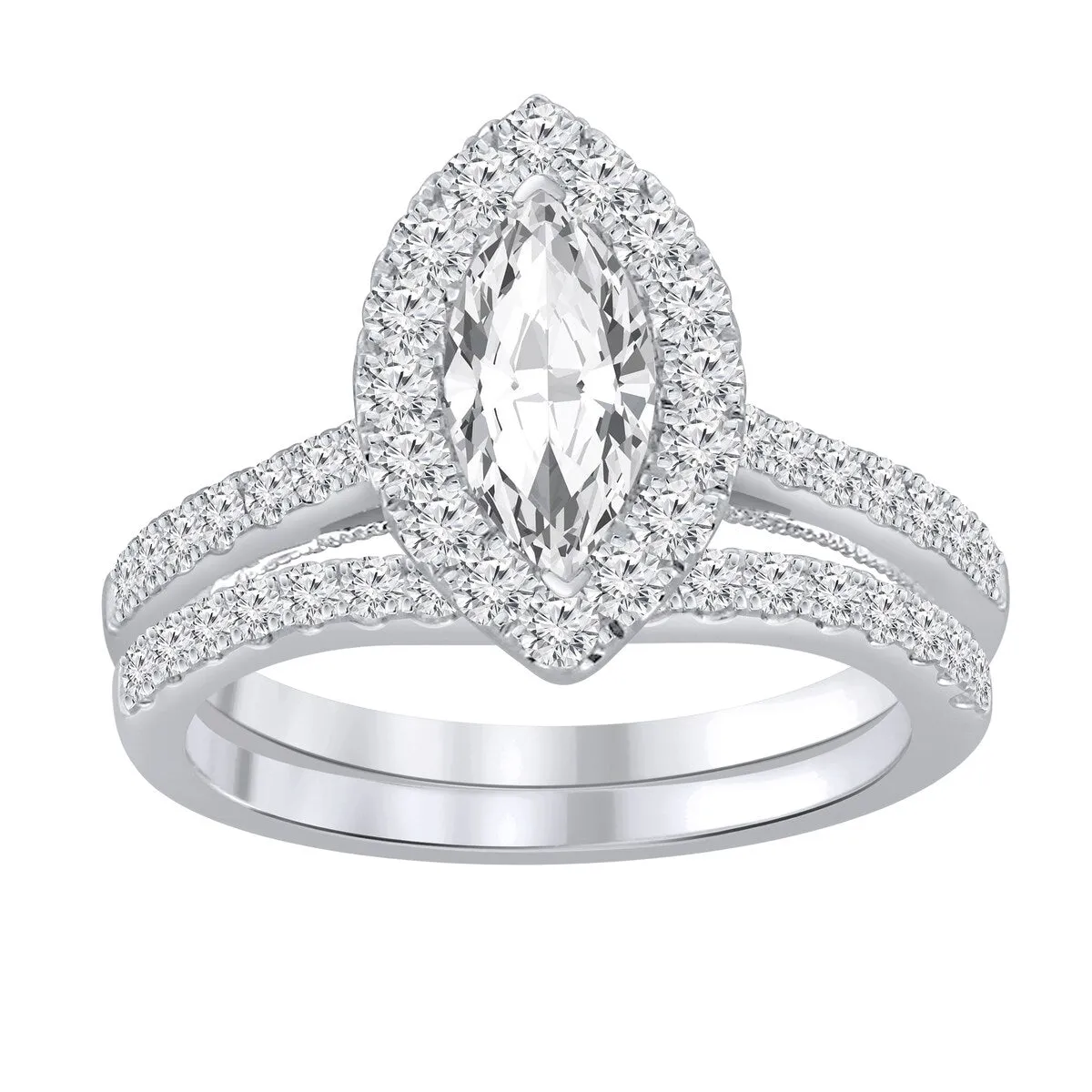 Auriya 1 1/2ctw Marquise Halo Diamond Engagement Ring Set 14k Gold sold by Zulily