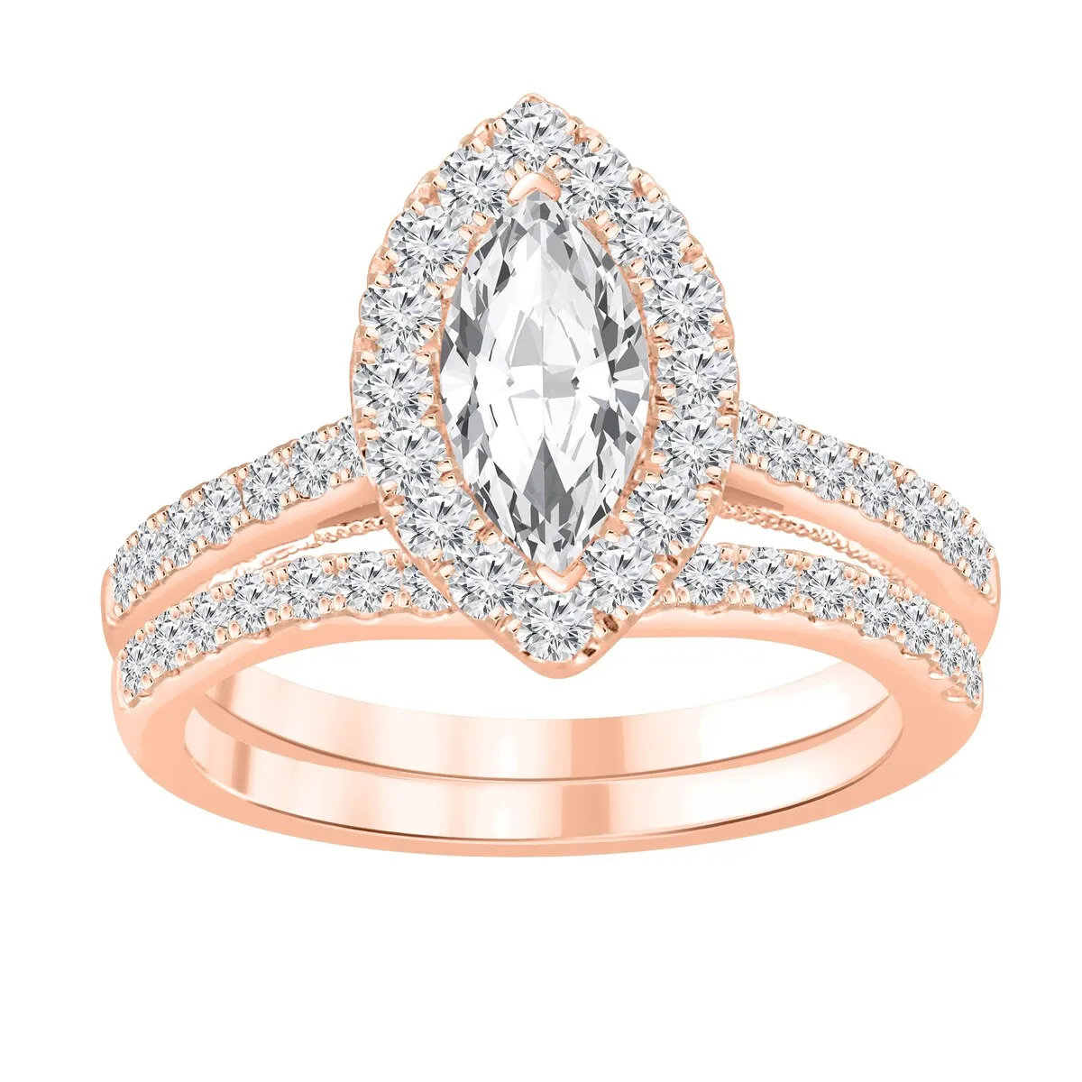 Auriya 1 1/2ctw Marquise Halo Diamond Engagement Ring Set 14k Gold sold by Zulily product image thumbnail 3