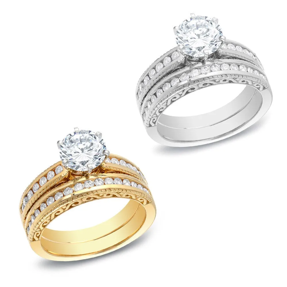 Auriya Vintage 1 1/2ctw Certified Diamond Engagement Ring Set 14k Gold sold by Zulily product image thumbnail 2