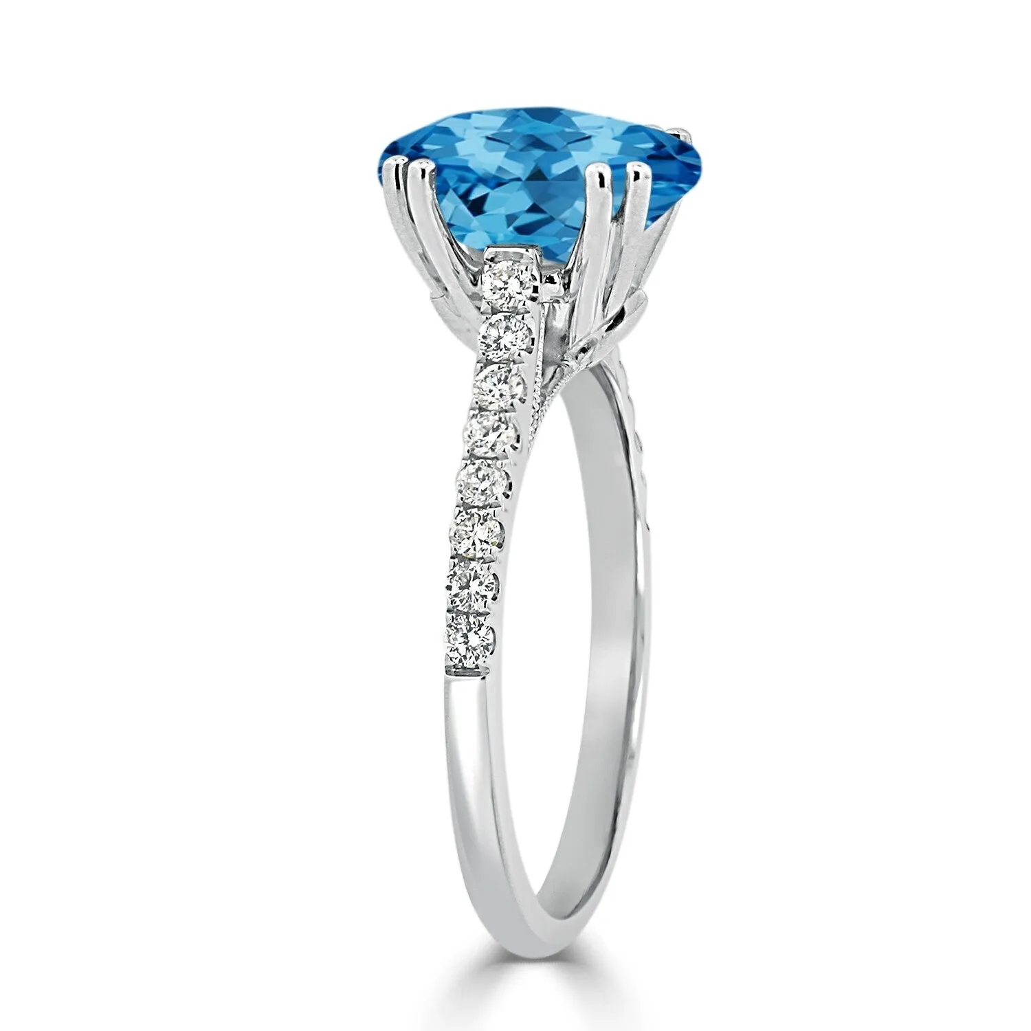 Auriya 2 3/4ct Fancy Oval Swiss Blue Topaz and Diamond Engagement Ring 1/4ctw 14k Gold sold by Zulily product image thumbnail 4