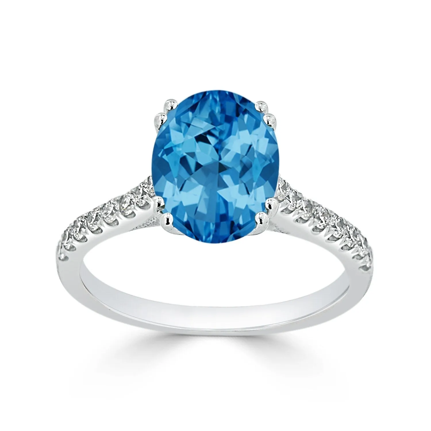 Auriya 2 3/4ct Fancy Oval Swiss Blue Topaz and Diamond Engagement Ring 1/4ctw 14k Gold sold by Zulily product image thumbnail 3