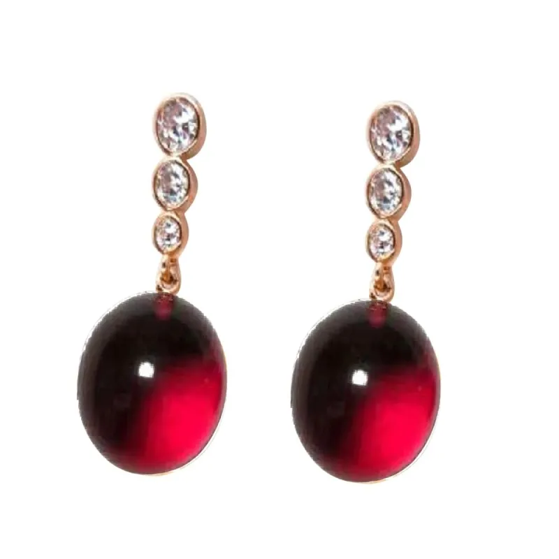 Gold Over Brass Red Amber Earring with Cubic Zirconia Dangling Earring sold by Zulily