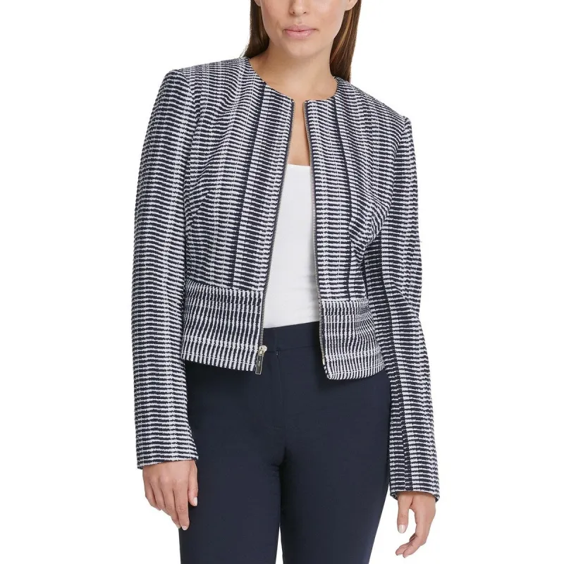 DKNY Women's Printed Zippered Jacket Aqua Size 12 sold by Zulily