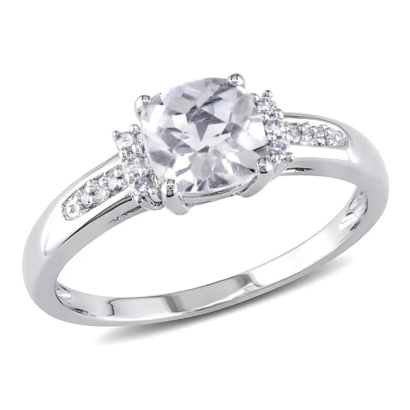 Miadora 10k White Gold 1 1/4ct TGW White Topaz and Diamond Accent Cocktail Ring sold by Zulily