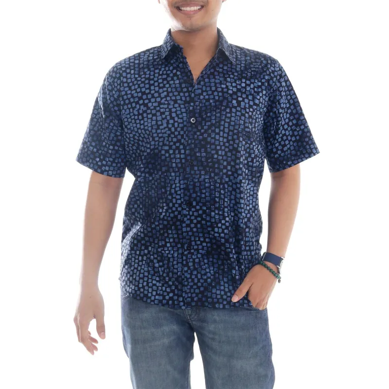 NOVICA Pixel Play, Men's cotton batik shirt made by Zulily