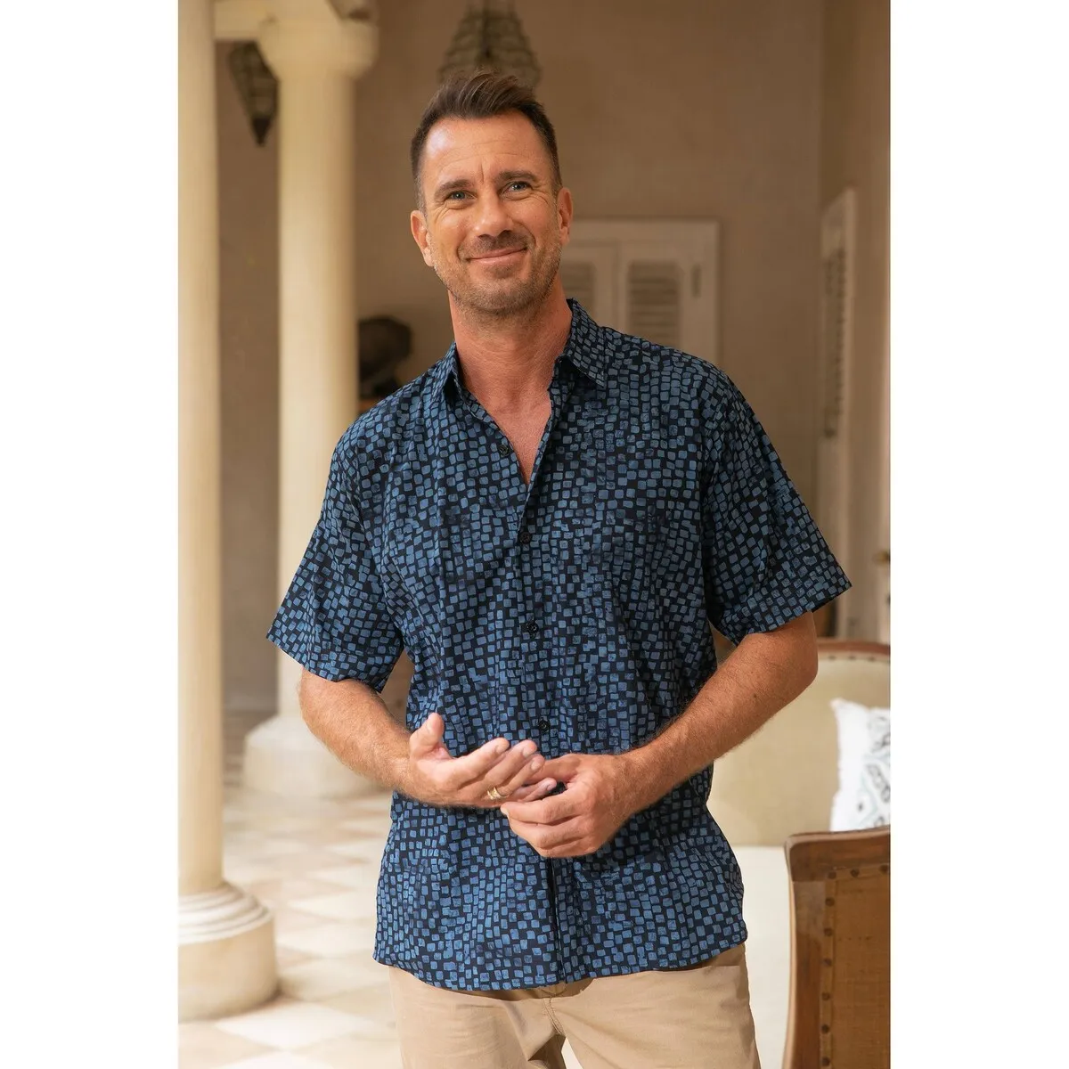 NOVICA Pixel Play, Men's cotton batik shirt sold by Zulily product image thumbnail 3