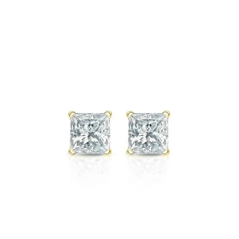Auriya 18-karat Gold Lab Grown 10.00 carat TDW Princess Diamond Stud Earrings 4-Prong Martini Screw-back sold by Zulily product image thumbnail 4
