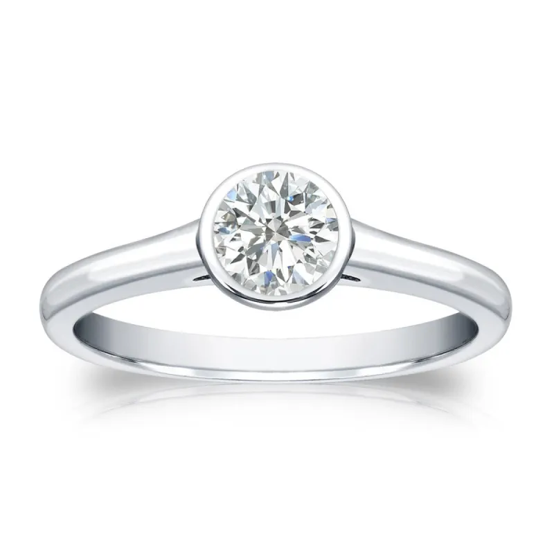 Auriya 18k Gold 1/3 carat TW Bezel-set Solitaire Diamond Engagement Ring sold by Zulily