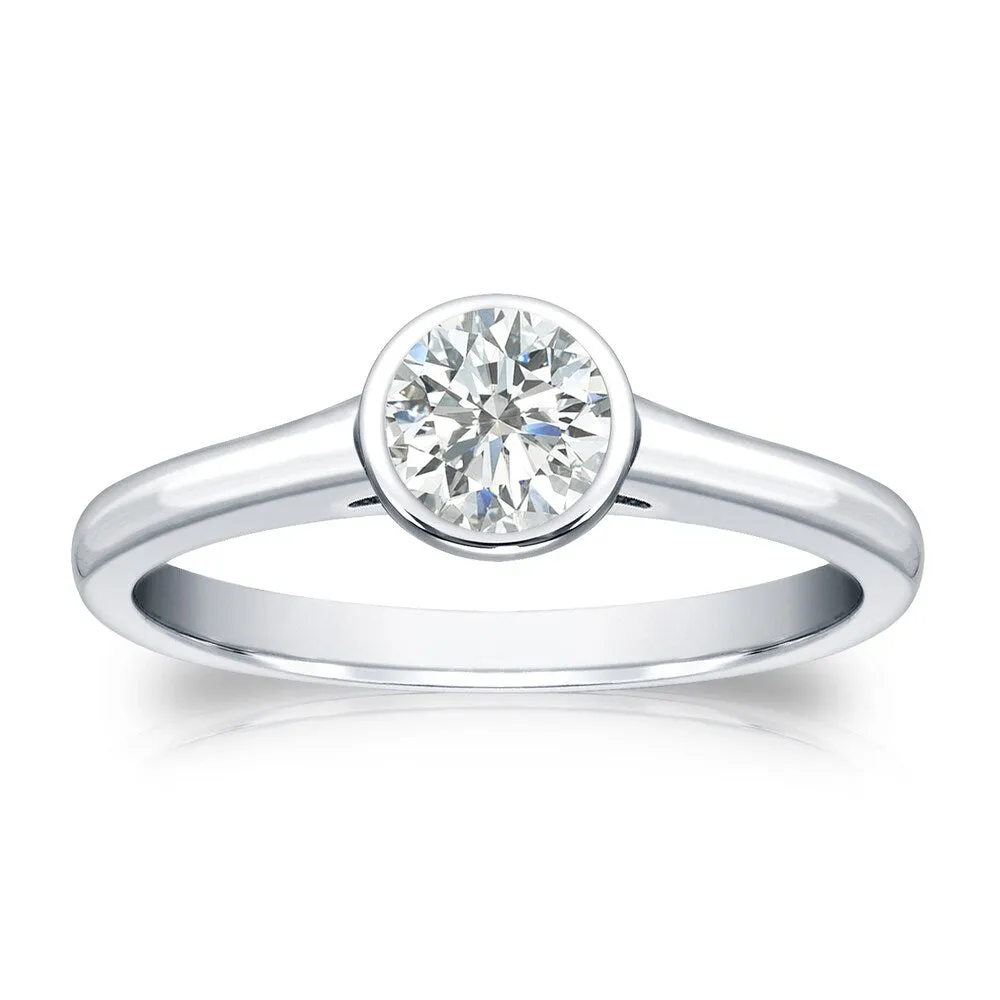 Auriya 18k Gold 1/3 carat TW Bezel-set Solitaire Diamond Engagement Ring sold by Zulily