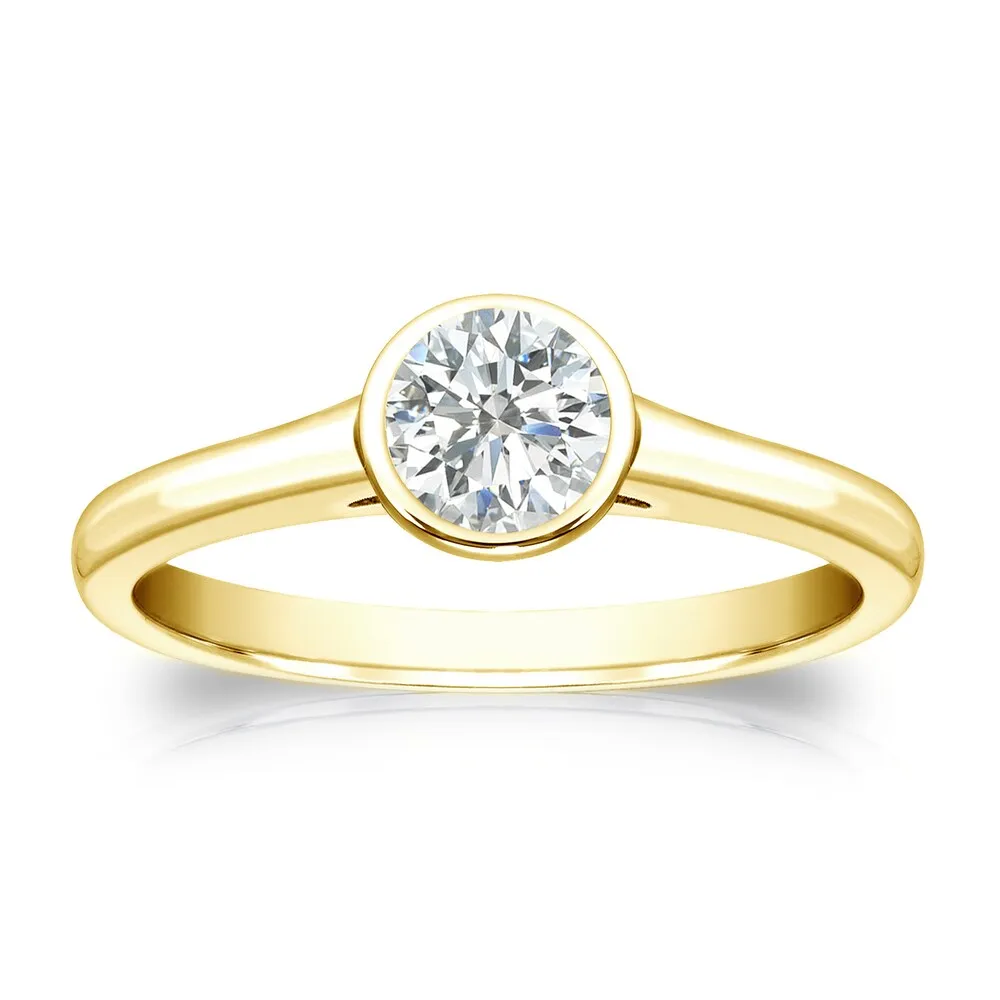 Auriya 18k Gold 1/3 carat TW Bezel-set Solitaire Diamond Engagement Ring sold by Zulily product image thumbnail 2