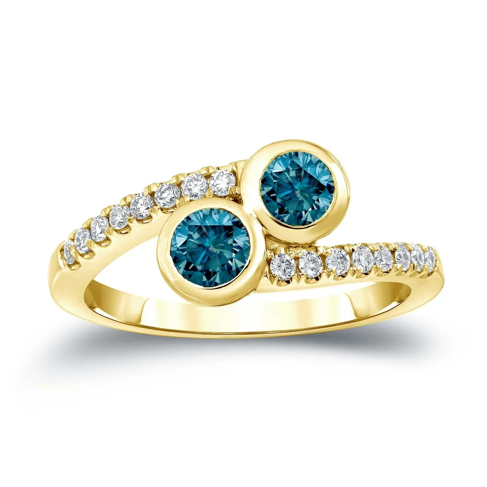Auriya 14k Gold 1ct TDW Round 2-Stone Blue Diamond Engagement Ring sold by Zulily product image thumbnail 2