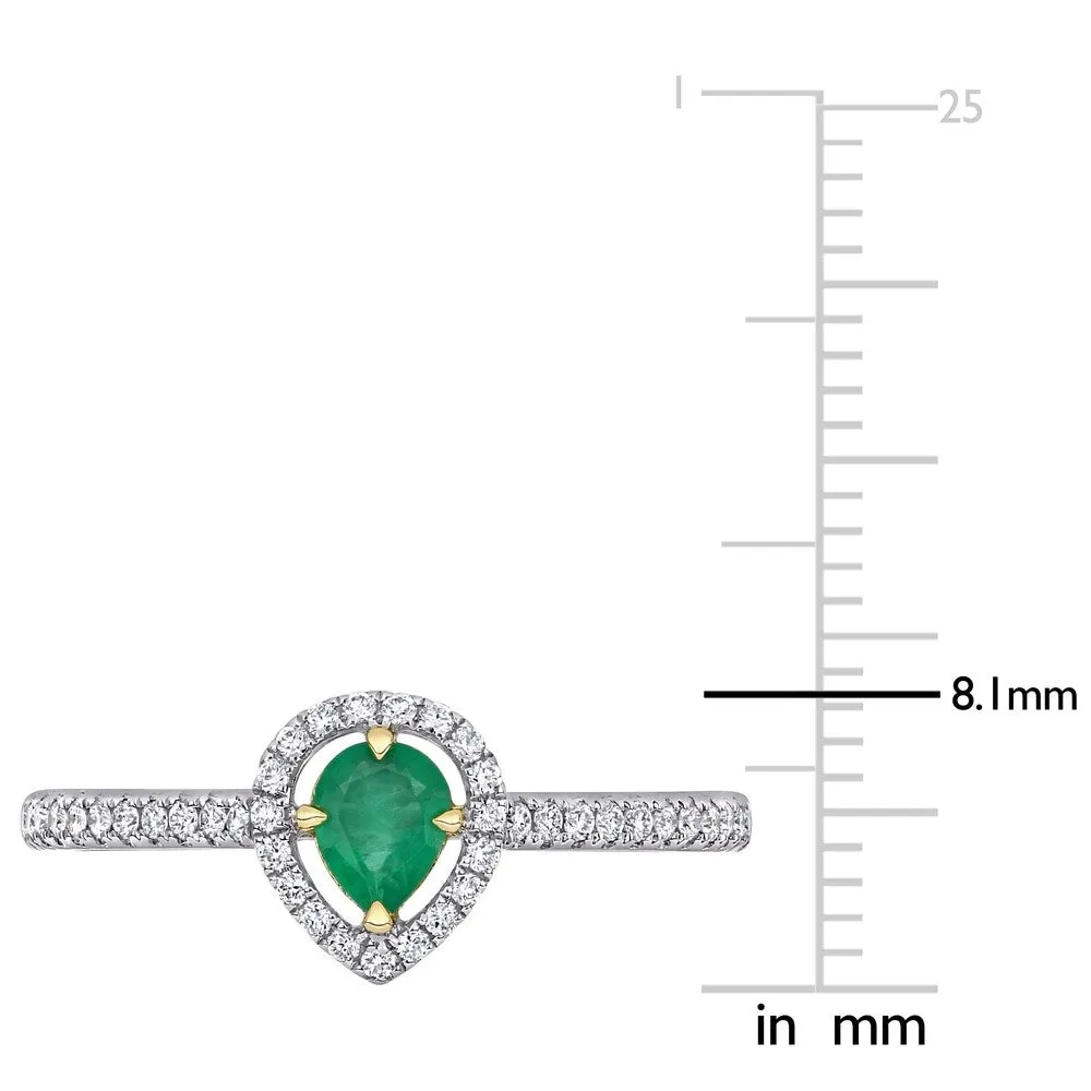 Miadora 14k White Gold Emerald and 1/5ct TDW Diamond Teardrop Halo Engagement Ring sold by Zulily product image thumbnail 4