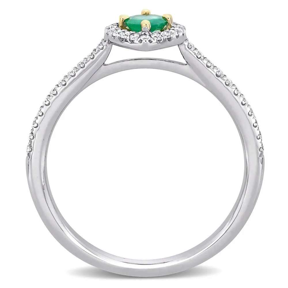 Miadora 14k White Gold Emerald and 1/5ct TDW Diamond Teardrop Halo Engagement Ring sold by Zulily product image thumbnail 3