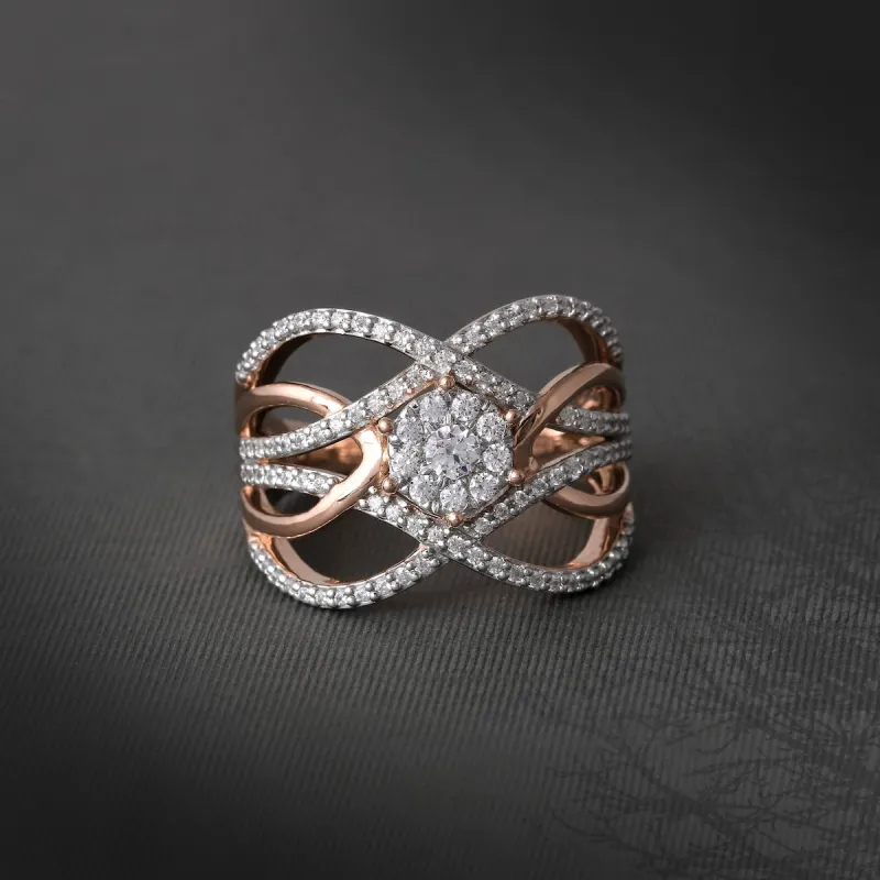 5/8ct TDW Diamond Cluster Crossover Ring in 10k Gold sold by Zulily