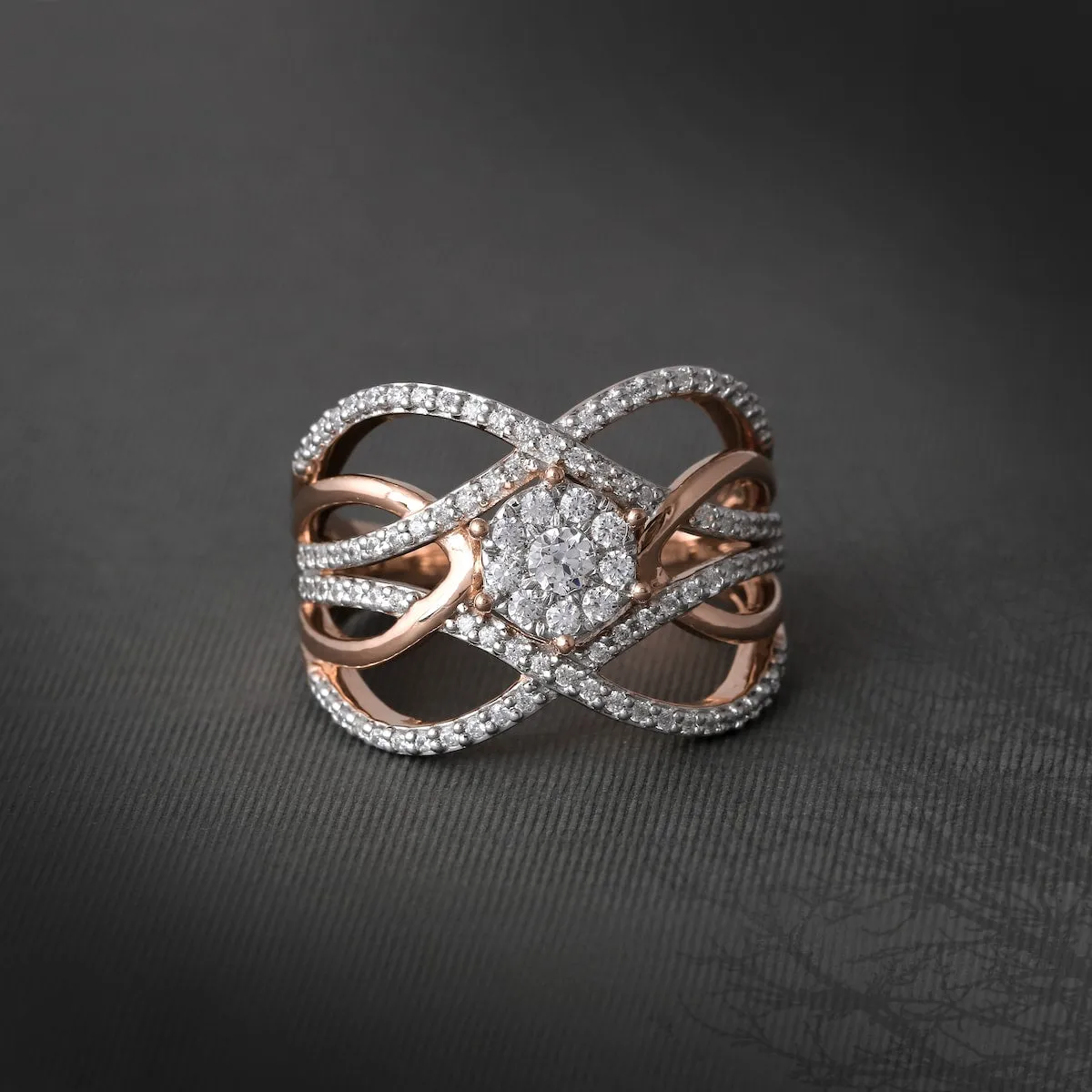 5/8ct TDW Diamond Cluster Crossover Ring in 10k Gold sold by Zulily