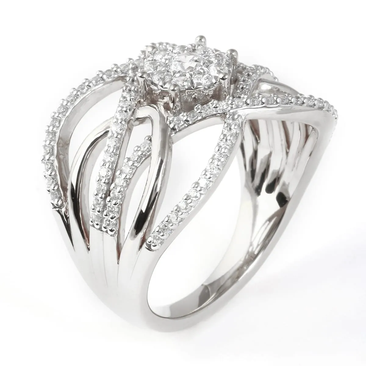 5/8ct TDW Diamond Cluster Crossover Ring in 10k Gold sold by Zulily product image thumbnail 5