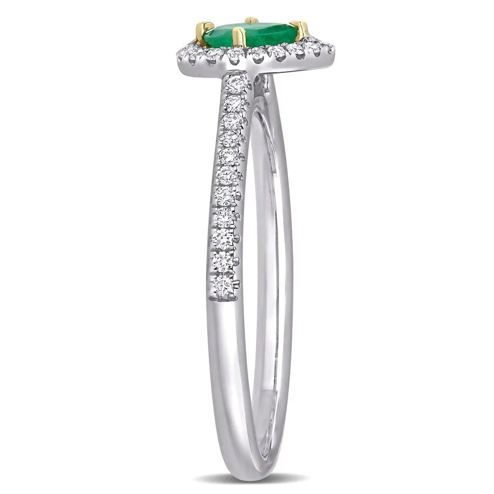 Miadora 14k White Gold Emerald and 1/5ct TDW Diamond Teardrop Halo Engagement Ring sold by Zulily product image thumbnail 2
