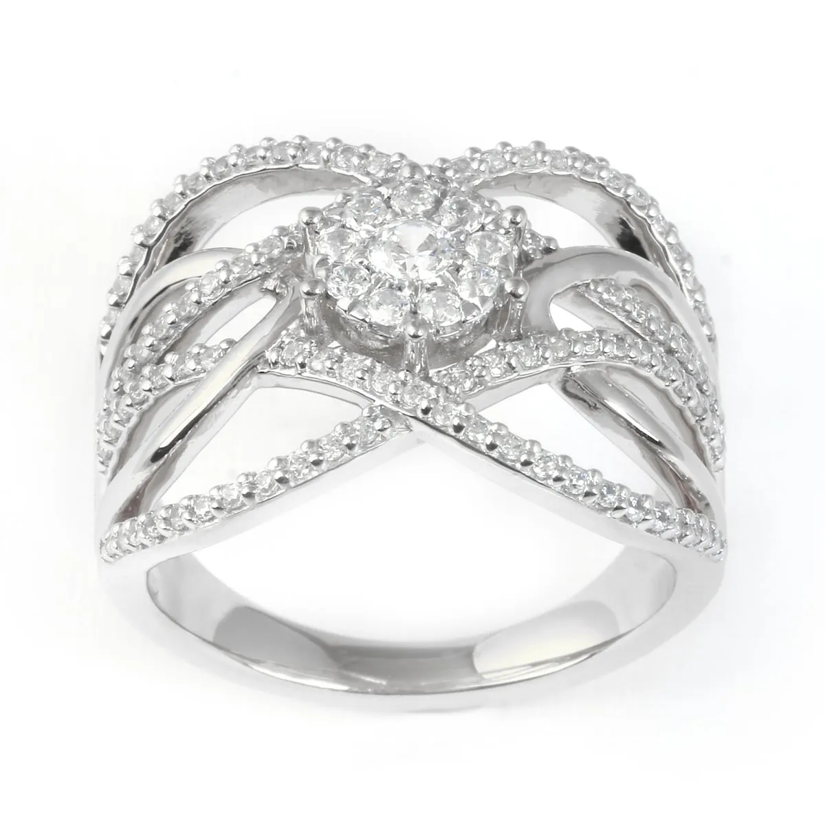 5/8ct TDW Diamond Cluster Crossover Ring in 10k Gold sold by Zulily product image thumbnail 4