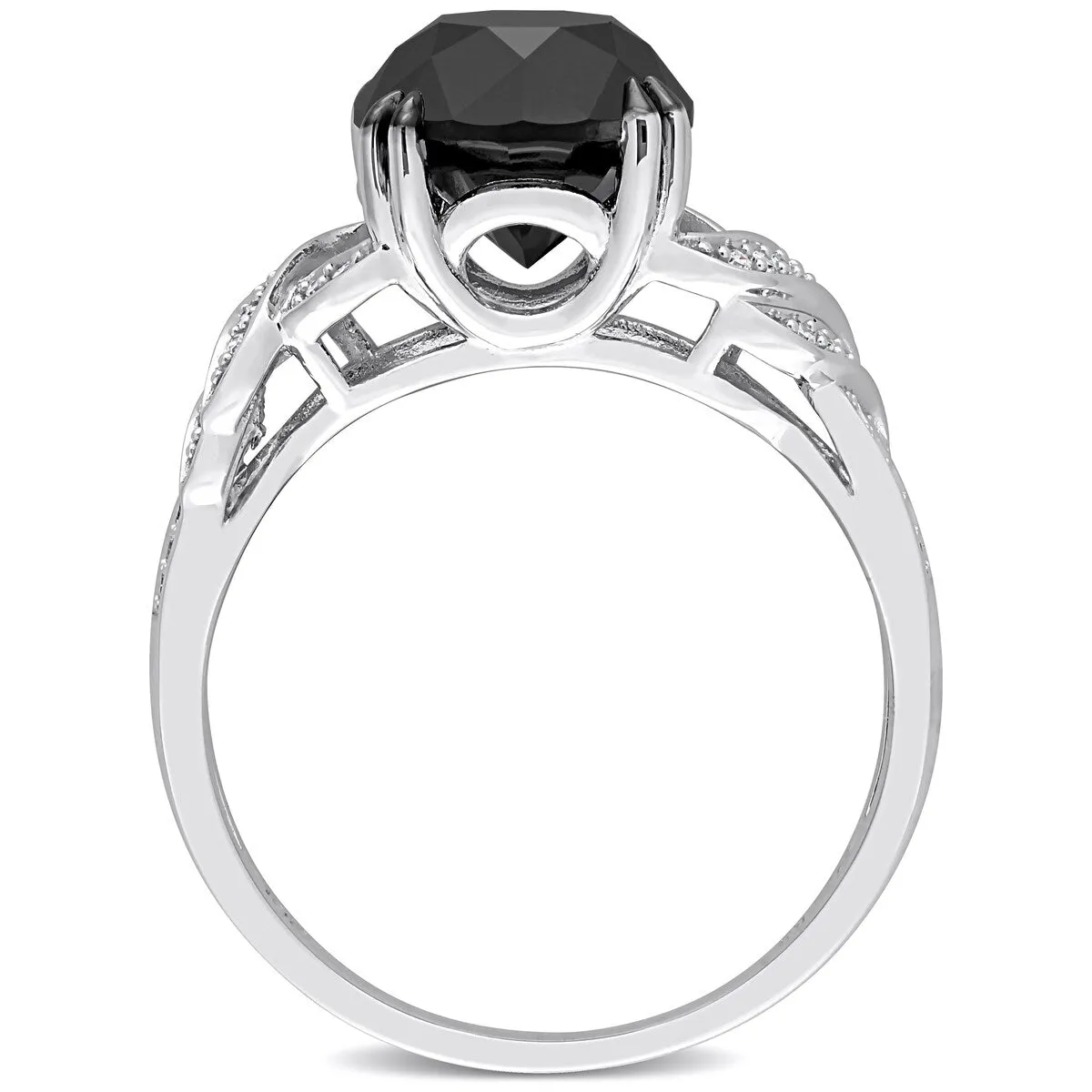 Miadora 3-1/8 ct TDW Black & White Diamond Crisscross Engagement Ring in 10k White Gold sold by Zulily product image thumbnail 3