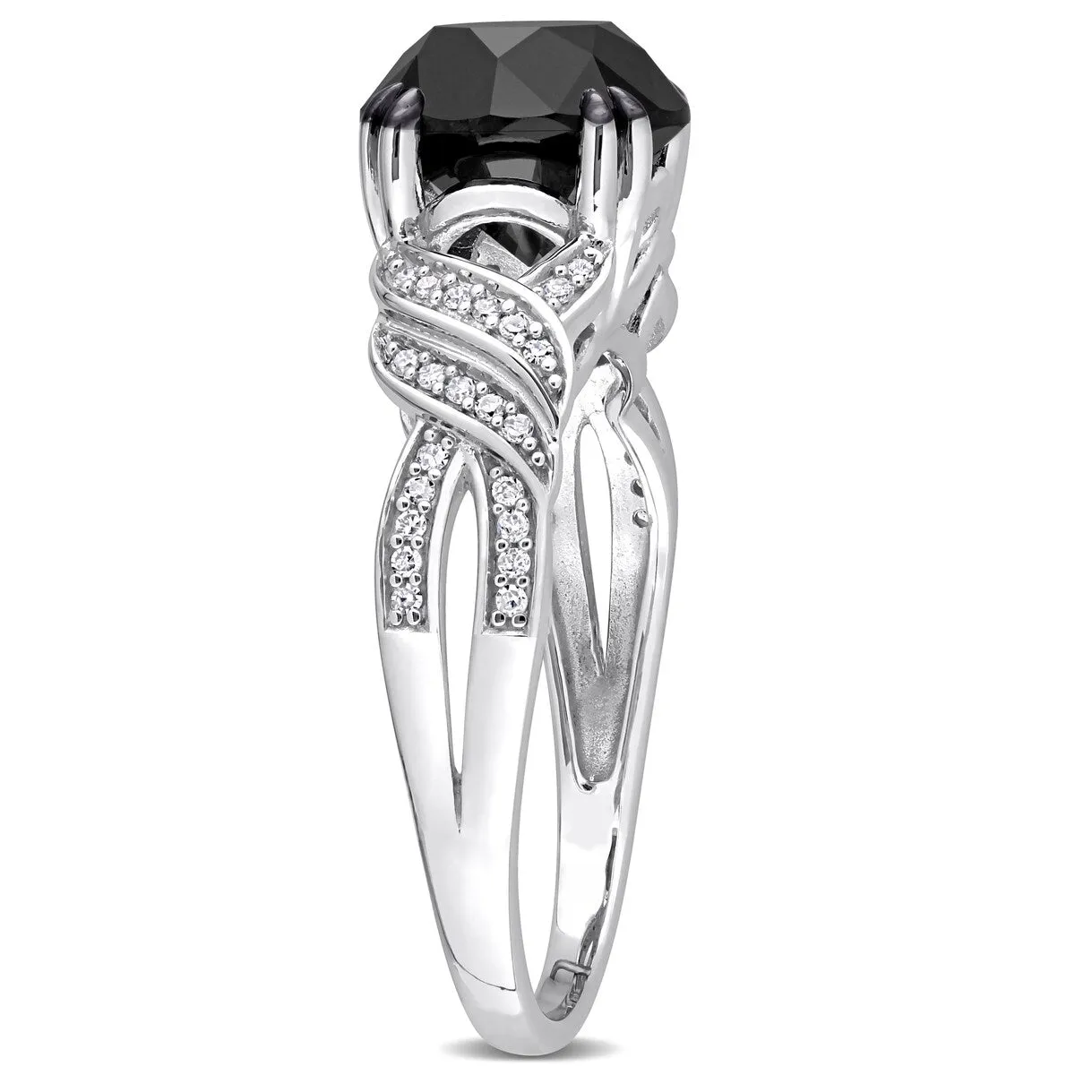 Miadora 3-1/8 ct TDW Black & White Diamond Crisscross Engagement Ring in 10k White Gold sold by Zulily product image thumbnail 2