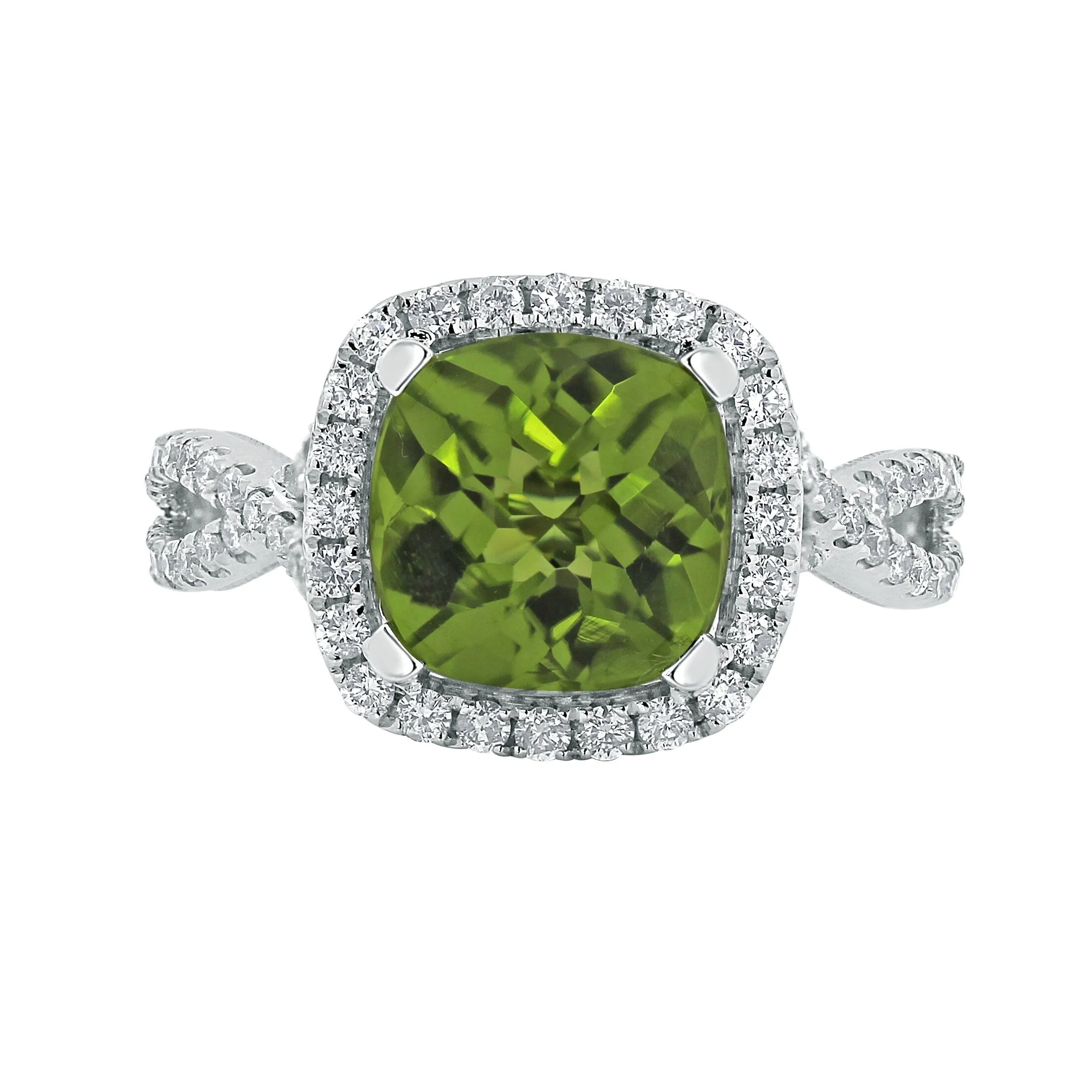 Auriya 3 1/8ct Cushion-cut Peridot and Halo Diamond Engagement Ring 1/2cttw 14k Gold sold by Zulily product image thumbnail 3