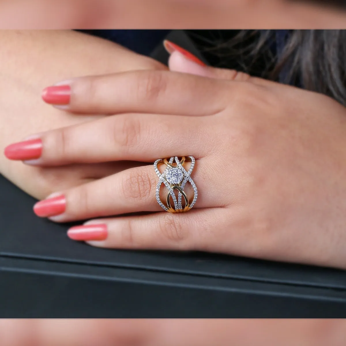 5/8ct TDW Diamond Cluster Crossover Ring in 10k Gold sold by Zulily product image thumbnail 3