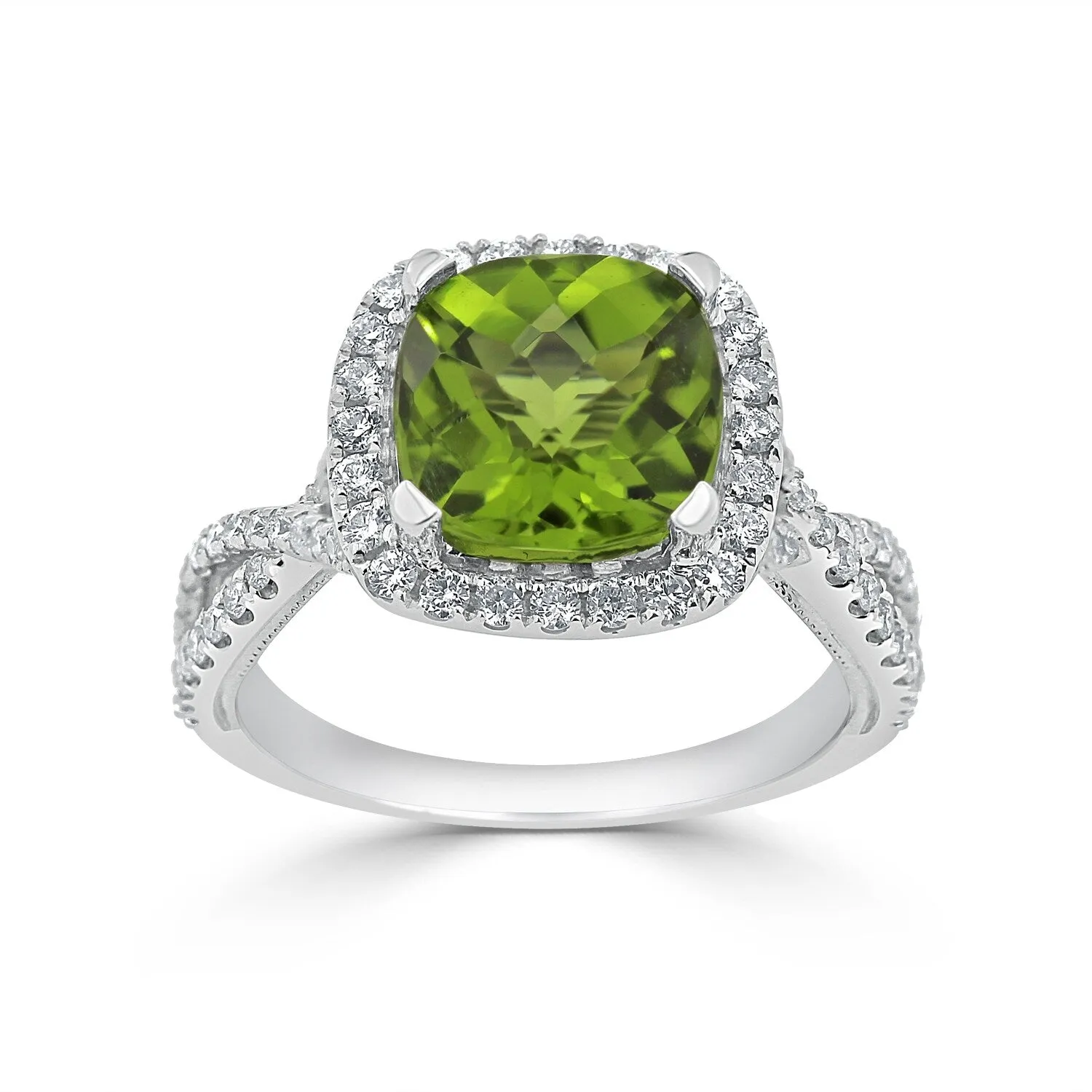 Auriya 3 1/8ct Cushion-cut Peridot and Halo Diamond Engagement Ring 1/2cttw 14k Gold sold by Zulily product image thumbnail 4