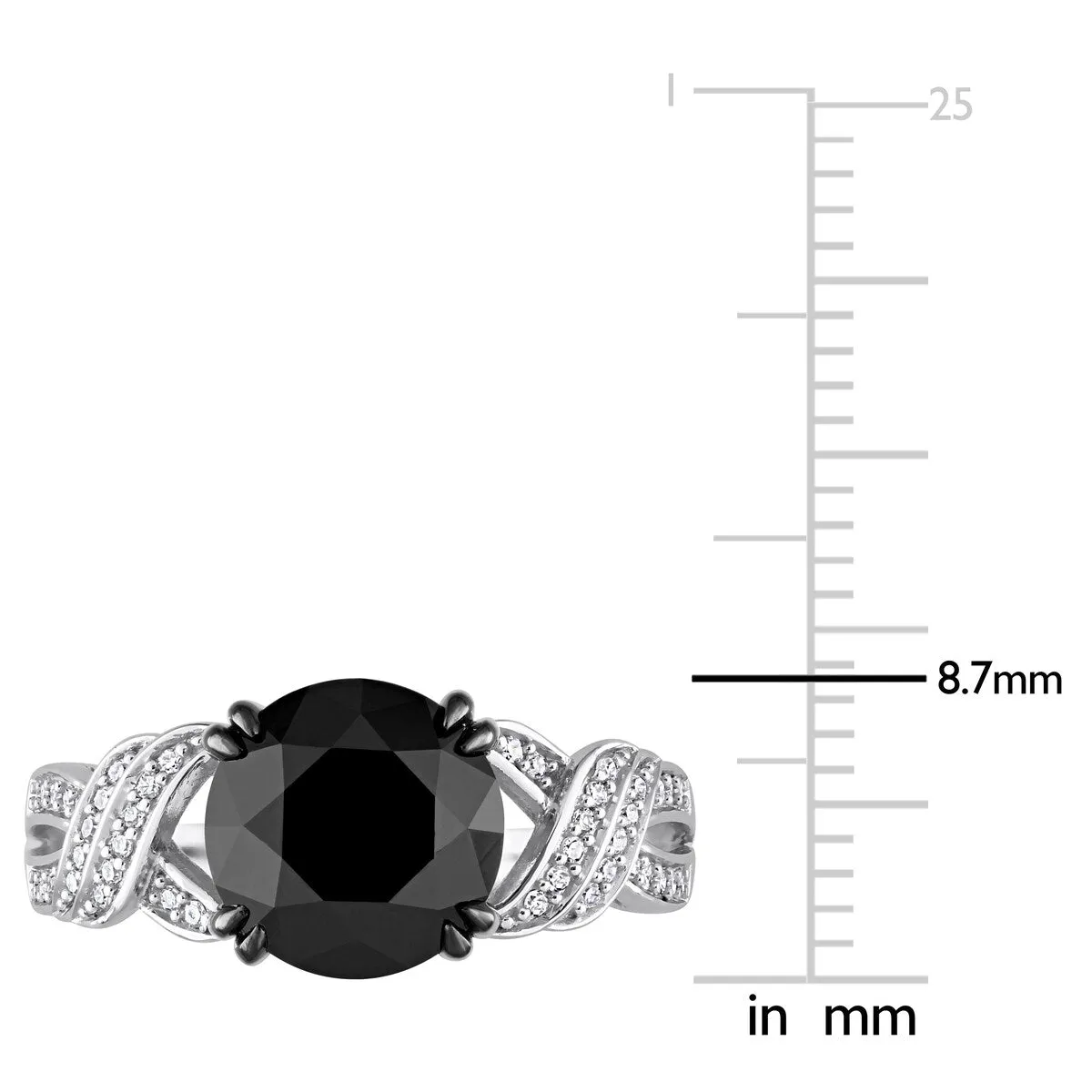 Miadora 3-1/8 ct TDW Black & White Diamond Crisscross Engagement Ring in 10k White Gold sold by Zulily product image thumbnail 4