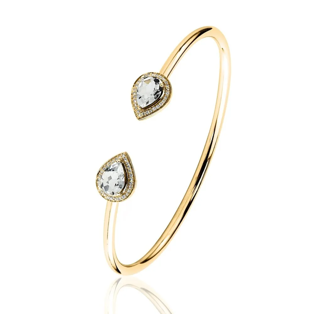 Auriya 2 1/2ct Pear-cut White Topaz Gold over Silver Bangle Bracelet with Diamond Accents sold by Zulily product image thumbnail 5