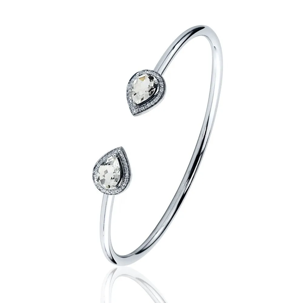 Auriya 2 1/2ct Pear-cut White Topaz Gold over Silver Bangle Bracelet with Diamond Accents sold by Zulily product image thumbnail 4