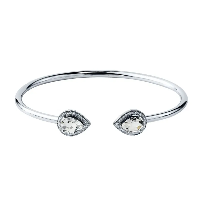 Auriya 2 1/2ct Pear-cut White Topaz Gold over Silver Bangle Bracelet with Diamond Accents sold by Zulily