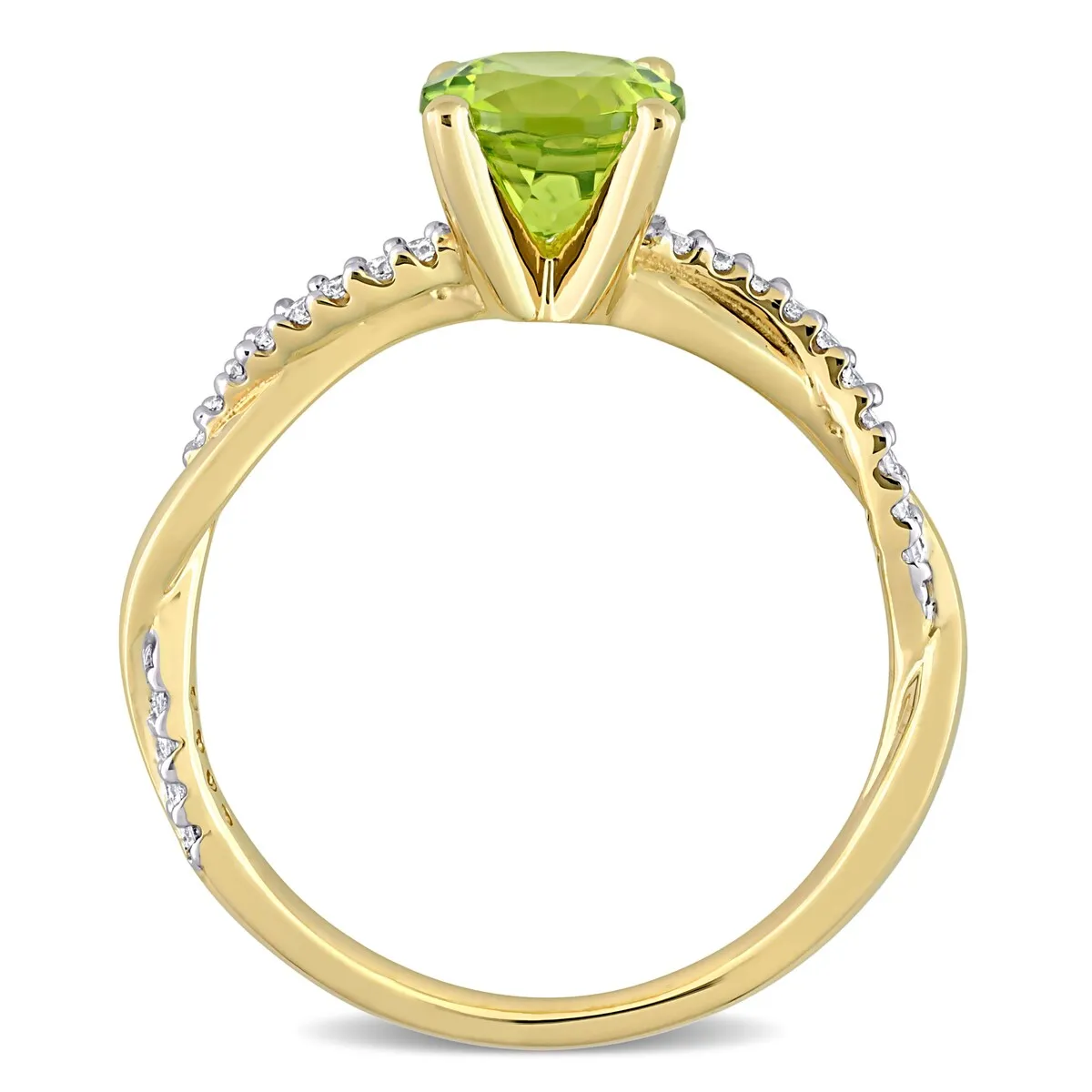 Miadora Peridot and 1/6ct TDW Diamond Crossover Birthstone Ring in 14k Yellow Gold sold by Zulily product image thumbnail 5