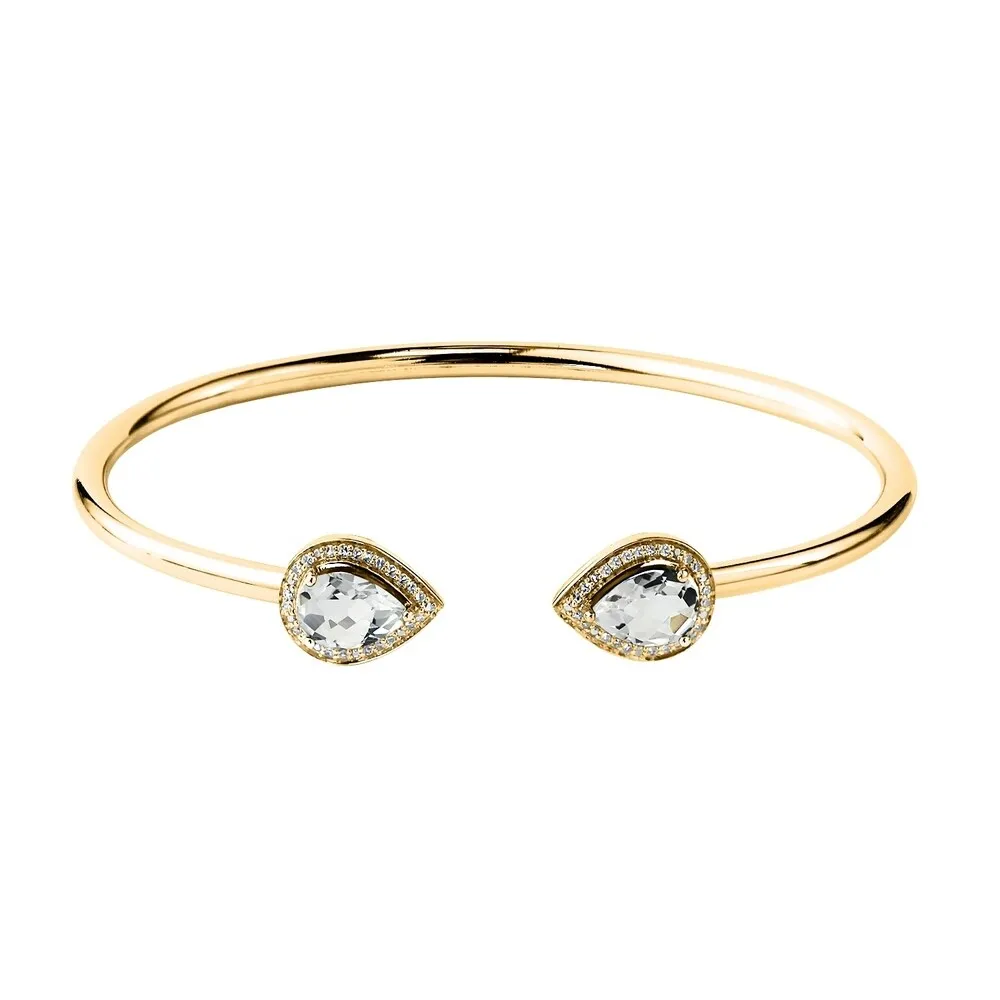 Auriya 2 1/2ct Pear-cut White Topaz Gold over Silver Bangle Bracelet with Diamond Accents sold by Zulily product image thumbnail 2