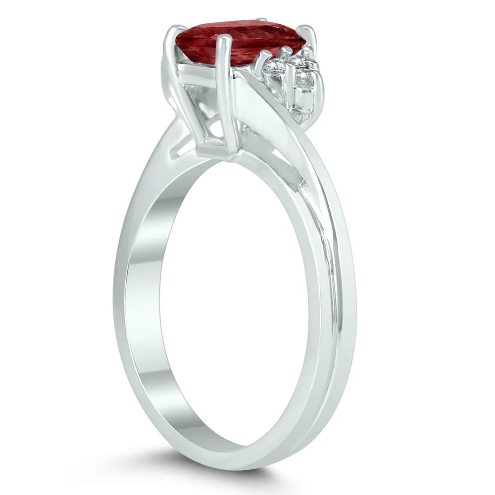 7X5MM Garnet and Diamond Twist Ring in 10K White Gold sold by Zulily product image thumbnail 2