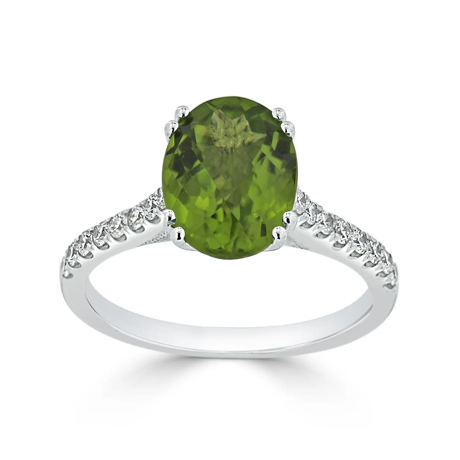 Auriya 2 3/4ct Fancy Oval Peridot and Diamond Engagement Ring 1/4ctw 14k Gold sold by Zulily product image thumbnail 3