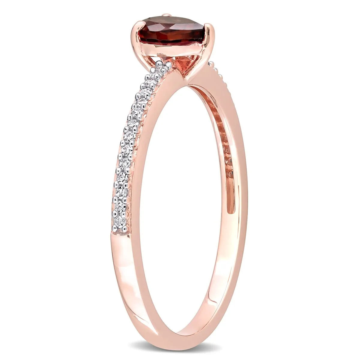 Miadora 10k Rose Gold Heart-cut Garnet and 1/10ct TDW Diamond Birthstone Ring sold by Zulily product image thumbnail 4